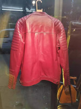 Load image into Gallery viewer, Men&#39;s Red Quilted Motorcycle Leather Jacket| Genuine Lambskin Leather Jacket XL.
