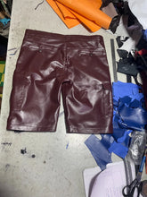 Load image into Gallery viewer, New Men's Burgundy Cargo leather Short. Real Soft Sheepskin Biker leather Customized Shorts 34.
