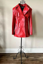 Load image into Gallery viewer, Womens Red Trench Leather coat| Genuine Lambskin Leather Double Breasted Coat 34

