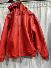 Load image into Gallery viewer, New Men's Red Hooded Bomber Leather Jacket. Real Sheepskin Leather Thicker Jacket M
