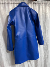Load image into Gallery viewer, Womens Blue Crop Motorcycle Leather Dress. Real Lambskin Skinny Customized Dress

