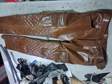Load image into Gallery viewer, Men&#39;s Distress Brown Quilted Leather Pant| Real Cowhide 8 Pockets Leather Pant 34
