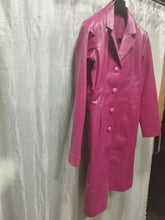 Load image into Gallery viewer, Women's New Pink Color Trench Leather coat. Real Soft Lambskin Leather Long Coat
