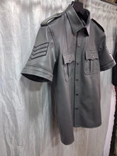 Load image into Gallery viewer, New Men's Grey Leather Shirt. Real Soft Sheepskin leather Police Style Shirt M
