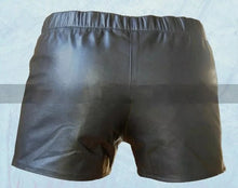 Load image into Gallery viewer, Men's Black Double Layered leather Boxer shorts| Genuine Soft Sheepskin Leather Shorts.
