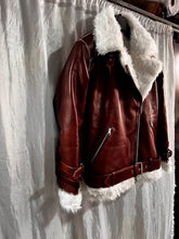 Load image into Gallery viewer, Womens B-3 Shearling Leather Jacket. Real Sheepskin Leather &amp; Faux Fur Jacket XL
