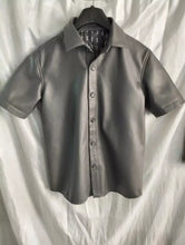 Load image into Gallery viewer, New Mens Gray Color Casual Leather Shirt. Genuine Sheepskin leather Shirt Jacket
