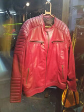 Load image into Gallery viewer, Men&#39;s Red Quilted Motorcycle Leather Jacket| Genuine Lambskin Leather Jacket XL.
