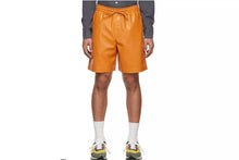 Load image into Gallery viewer, Men&#39;s Premium Orange Leather Shorts. Real Soft Sheep leather Breathable shorts.
