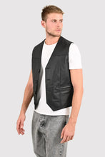 Load image into Gallery viewer, Smart mens new leather vest for motorcycle. Real Soft Sheep Leather Biker Vests.
