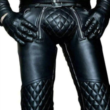 Load image into Gallery viewer, New Black Real Leather Quilted Pants Motorbike Biker Rider Jeans Style Mens Pant
