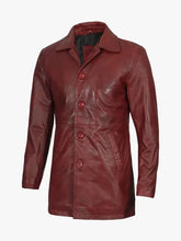 Load image into Gallery viewer, New Men's Burgundy Trench Leather Coat. Genuine Soft Sheepskin Leather Jacket M
