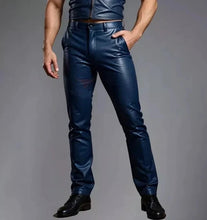 Load image into Gallery viewer, New Men's Premium Navy Blue Leather Vest &amp; Pant. Real Soft Sheepskin Leather Outfit.
