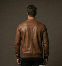 Load image into Gallery viewer, Men's &amp; Boys Coffee Brown Leather T-shirt| Genuine Sheepskin Leather T-shirt XL.
