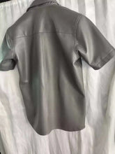 Load image into Gallery viewer, New Mens Gray Color Casual Leather Shirt. Genuine Sheepskin leather Shirt Jacket
