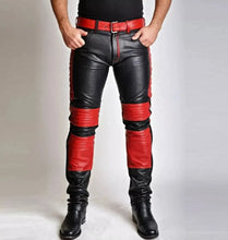 Load image into Gallery viewer, Men&#39;s Black Quilted Biker Leather Pant| Genuine Sheepskin Designer Leather Pant.
