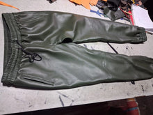 Load image into Gallery viewer, Men's Leather Green Lambskin Sweat Pants. Handmade Soft Leather Joggers trousers 34.
