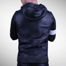 Load image into Gallery viewer, Mens &amp; Boys Black Premium Leather Hoodie. Genuine Soft Lambskin Leather Hoody
