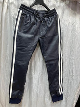 Load image into Gallery viewer, Nw Men's Navy Blue Leather Jogger Pants. Real Soft Lambskin Leather Trouser Pant 34
