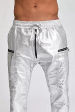 Load image into Gallery viewer, New Men's Leather Silver Lambskin Sweat Pants. Real Soft Leather Joggers trousers 34
