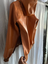 Load image into Gallery viewer, Mens Camel Tan Hooded Bomber Leather Jacket. Real Soft Sheepskin Leather Jacket.
