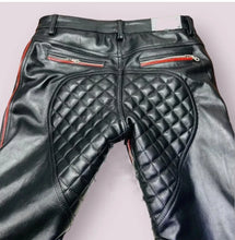 Load image into Gallery viewer, New men&#39;s quilted biker leather pants. Motorcycle pants made of genuine soft lambskin 34
