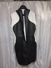 Load image into Gallery viewer, Women's black and white short leather dress. Mini dress made of genuine soft sheepskin leather
