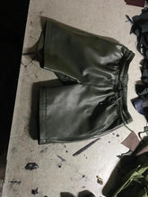Load image into Gallery viewer, New Men's Forest Green Biker Leather Shorts| Genuine Lambskin Leather Shorts 34.
