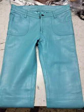 Load image into Gallery viewer, Mens New Turquoise Leather Sweat Pants. Genuine Soft Lambskin Leather Jeans Pant
