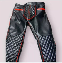 Load image into Gallery viewer, New men&#39;s quilted biker leather pants. Motorcycle pants made of genuine soft lambskin 34
