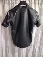 Load image into Gallery viewer, New Men's Black Zipper Leather Sweatshirt. Real Soft Sheepskin Leather T-shirt M.
