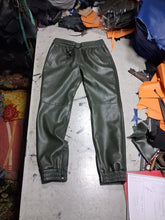 Load image into Gallery viewer, Men's Leather Green Lambskin Sweat Pants. Handmade Soft Leather Joggers trousers 34.
