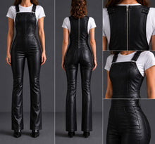Load image into Gallery viewer, Womens Genuine Sheepskin Leather Dungaree Jumpsuit With Zip Closure &amp; Pockets XL.
