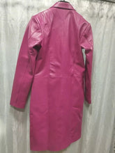 Load image into Gallery viewer, Women's New Pink Color Trench Leather coat. Real Soft Lambskin Leather Long Coat
