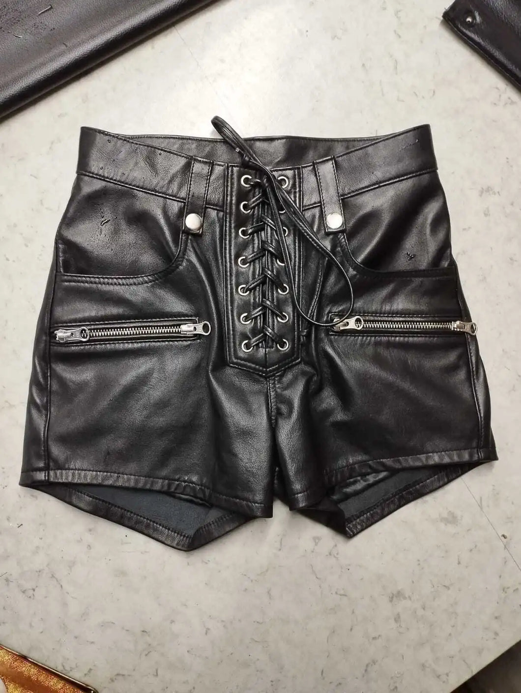 Women's New Biker Leather shorts. Real Soft lambskin Customized leather Shorts.