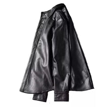 Load image into Gallery viewer, Men's Black/ Brown Vintage Leather Shirt| Genuine Sheepskin Cafe Racer Leather Shirt XL
