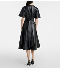 Load image into Gallery viewer, Womens New Black Crop Leather Dress. Slim Fit Long Dress. Real Sheepskin Leather M
