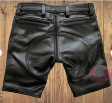Load image into Gallery viewer, New Men&#39;s Black Color Zipper Leather Shorts| Genuine Sheepskin Leather Shorts 34
