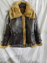 Load image into Gallery viewer, Womens Brown Shearling Leather Jacket. Real Sheepskin Leather &amp; Faux Fur Jacket.
