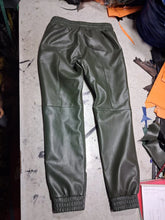 Load image into Gallery viewer, Men's Leather Green Lambskin Sweat Pants. Handmade Soft Leather Joggers trousers 34.
