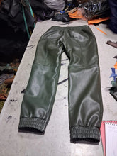 Load image into Gallery viewer, Men's Leather Green Lambskin Sweat Pants. Handmade Soft Leather Joggers trousers 34.
