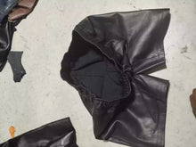 Load image into Gallery viewer, Mens Black Biker Leather Shorts. Real Soft Lambskin Leather Boxers Shorts 34
