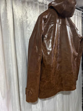 Load image into Gallery viewer, New Men&#39;s Distressed Brown Hooded Bomber Leather Jacket| Real Soft Cowhide Leather Hoody
