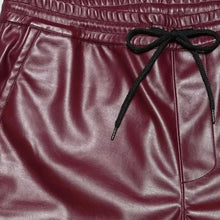 Load image into Gallery viewer, Men's Leather Burgundy Lambskin Sweat Pants. Handmade Soft Leather Joggers trousers 34.
