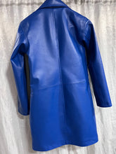 Load image into Gallery viewer, Womens Blue Crop Motorcycle Leather Dress. Real Lambskin Skinny Customized Dress
