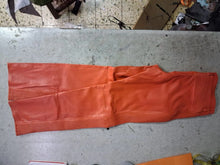 Load image into Gallery viewer, New men's orange quilted biker leather pants. Pants made of real soft sheepskin leather
