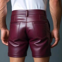 Load image into Gallery viewer, New Men's Burgundy Leather Shorts. Real Soft Sheep leather shorts and underwears
