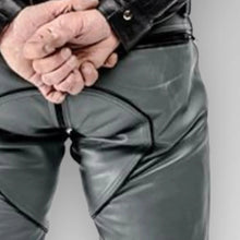 Load image into Gallery viewer, Men&#39;s Gray Lambskin Leather Sweat Pants. Real Soft Leather Biker Jeans Pant 34.
