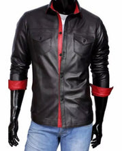 Load image into Gallery viewer, Mens Classic Black Leather Shirt. Real Soft Sheepskin Biker leather Shirts. XL
