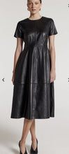 Load image into Gallery viewer, Womens New Black Crop Leather Dress. Slim Fit Long Dress. Real Lambskin Leather
